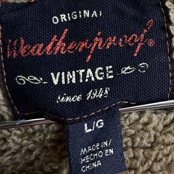 Weatherproof Vintage Large Sherpa Hooded Olive Green Long Parka Coat Canvas - Picture 9 of 12